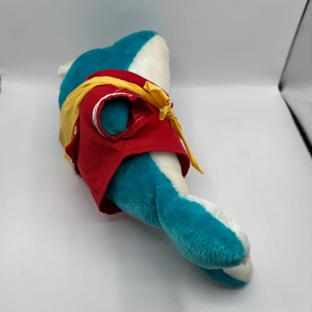 Royal Caribbean Cruise Line Dolphin Plush 15 Inch Teal Sailor Outfit Toy Vintage